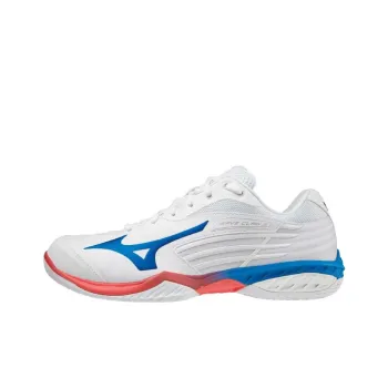 Mizuno Wave Claw 2 Cushioning, Wear Resistant Low Top Badminton Shoes Unisex White Blue