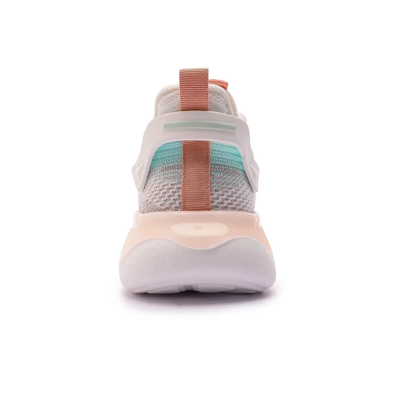 DEERWAY Cushioned Slip Resistant Low Top Running Shoes Women's White Green Orange-4