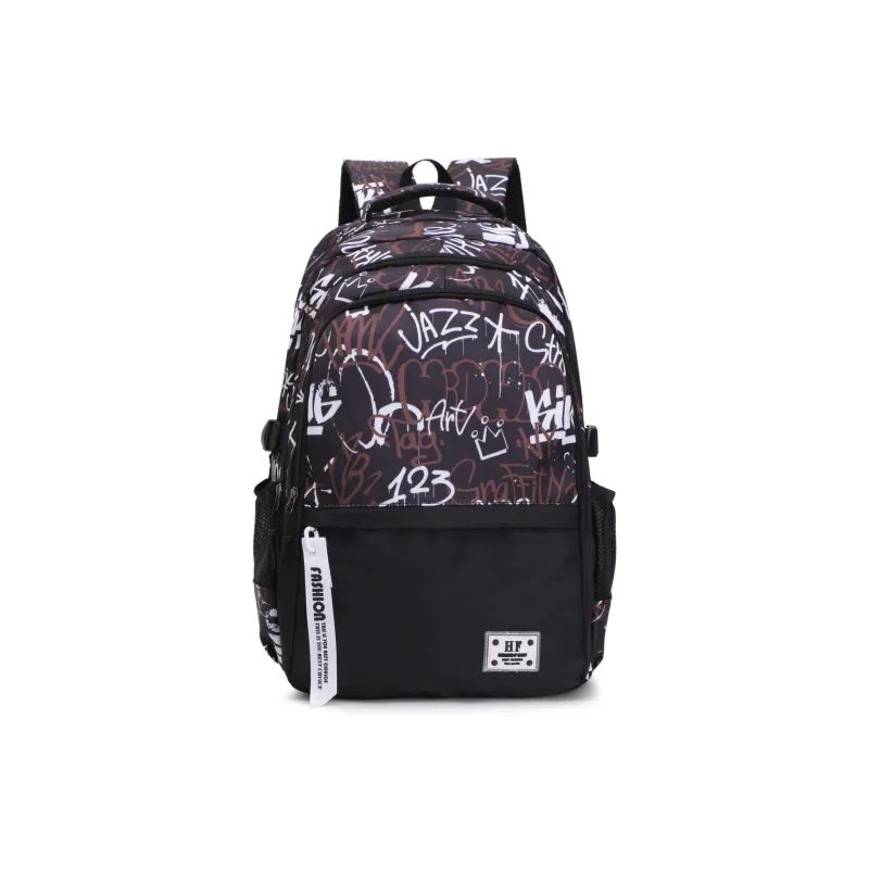KAKAXI Nylon Backpack Unisex Black/Coffee/Green/Blue-1