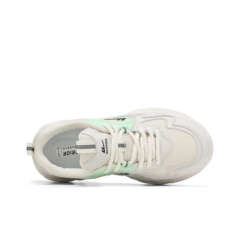 WARRIOR Chunky Sneakers Women's Low Top White Green/White Purple/Pink Beige Gray-3