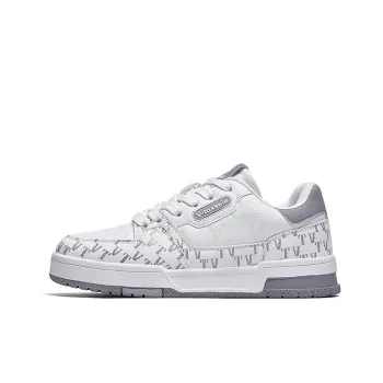 V TOXSEIE Low Top Skateboard Shoes Unisex White Gray