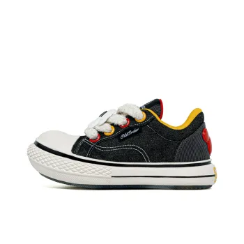 Disney x OLD ORDER Chunky Shoes Abrasion Resistant Height Increasing Low Top Canvas Shoes Unisex Black White