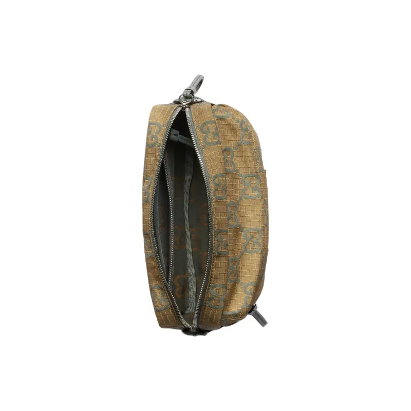 GUCCI Recycled Polyester Shoulder Bag Crossbody Bag Small Size Men's Mustard Greenish-Black-6