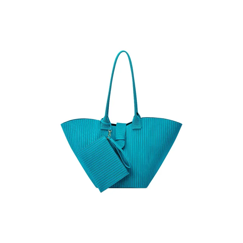 JC DAMO Eco Friendly Yarn Tote Bag, Shopping Bag, One Shoulder Handbag, Extra Large Women's Pink/Orange/Blue-0