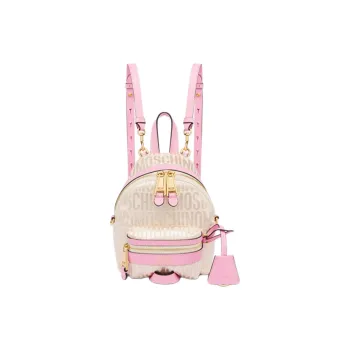 MOSCHINO Cotton Blended With Polyester Backpack Small Size Women's Pink & Ecru