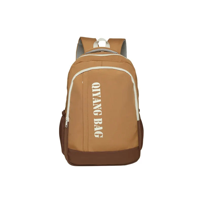 MOK Nylon Backpack Unisex Black/Yellow/Blue/Brown-8