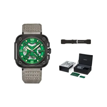 OLTO 8 X Navigator Collection Wrist Watch Automatic Mechanical Movement Genuine Leather Strap Green Dial Men's Watches