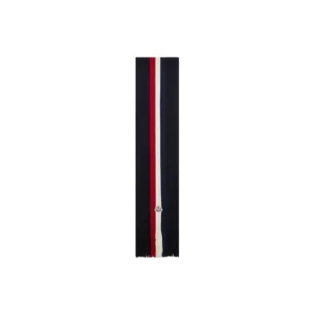 Moncler Logo Patch Fringe Detailed Scarf