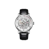 White Case White Dial Leather Strap