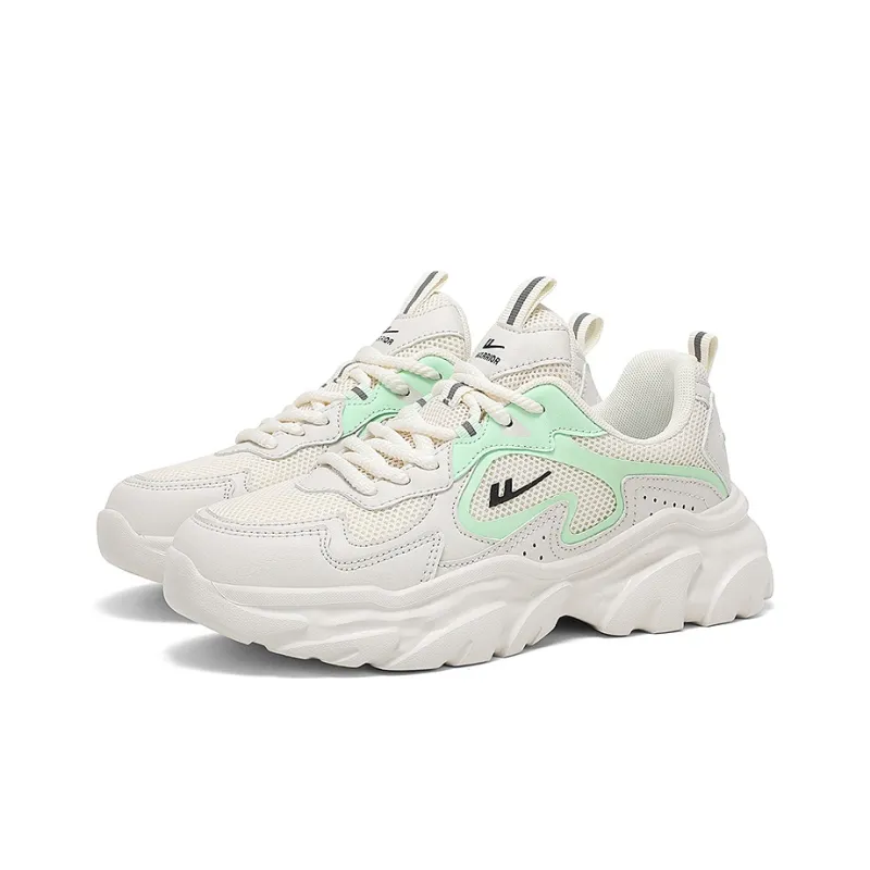 WARRIOR Chunky Sneakers Women's Low Top White Green/White Purple/Pink Beige Gray-2