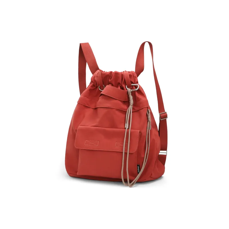 VAOPER Nylon Fabric Backpack Large Size Unisex Red/Khaki/Black-0