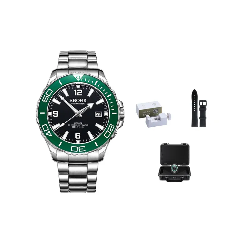 EBOHR Explorer Collection Automatic Mechanical Movement Stainless Steel Strap Watch Men's Watches Black Dial-4