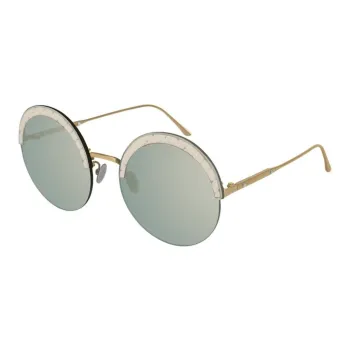 Bottega Veneta Acetate Metal Round Sunglasses Women's Gold