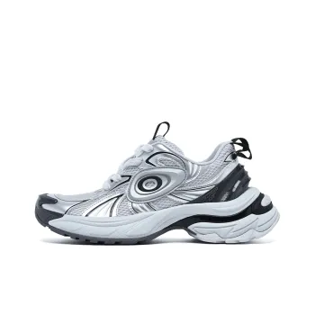 OLD ORDER Turbo GT Breathable Height Increasing Low Top Chunky Sneakers Unisex White Silver