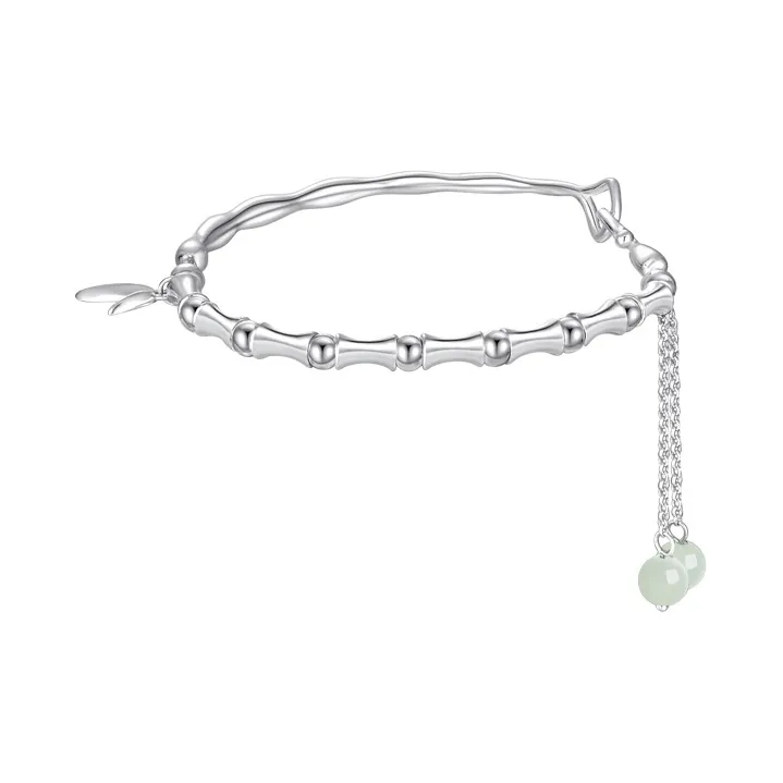 CHOW TAI SENG S925 Silver Bracelets Women's Green Jade-0