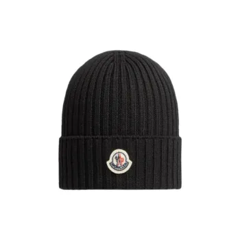 Moncler Logo Patch Wool Beanie