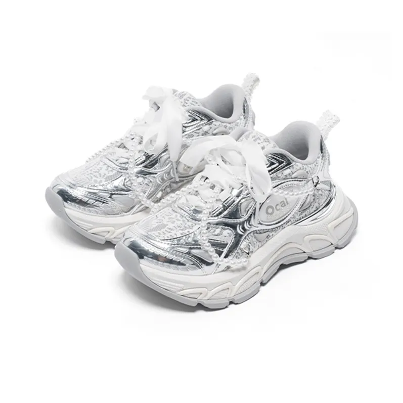 Ocai Runtech3.0 Lightweight Low Top Casual Running Shoes Unisex Wedding Silver-1