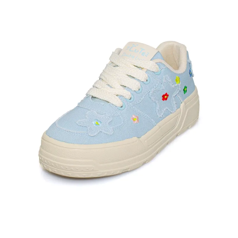B10CROWN Slip Resistant Breathable Lightweight Low Top Canvas Shoes Women's Blue-1