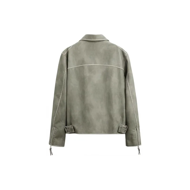 ZARA Leather Jacket Men's Green-1