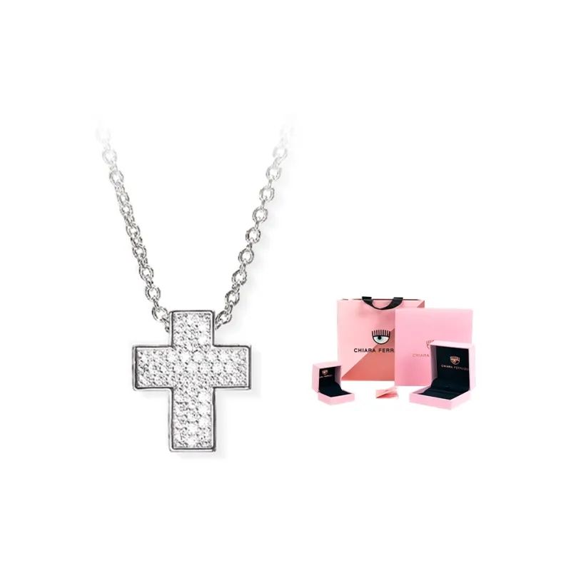 CHIARA FERRAGNI Zircon Water Coated 18K Gold Italian Lightweight Luxury Necklace Advanced Accessory Unisex Silver-1