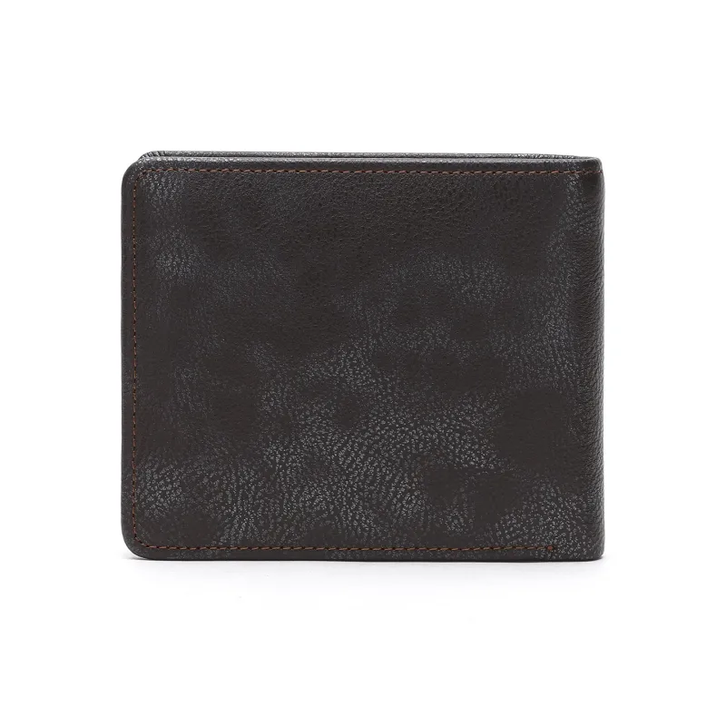 ELLE HOMME Top Grain Cow Leather Wallet Small Size Men's Silver Black/Coffee-7