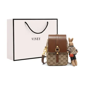 VINEY Fabric Crossbody Bag Shoulder Bag With Cell Phone Pouch Small Size Women's Coffee