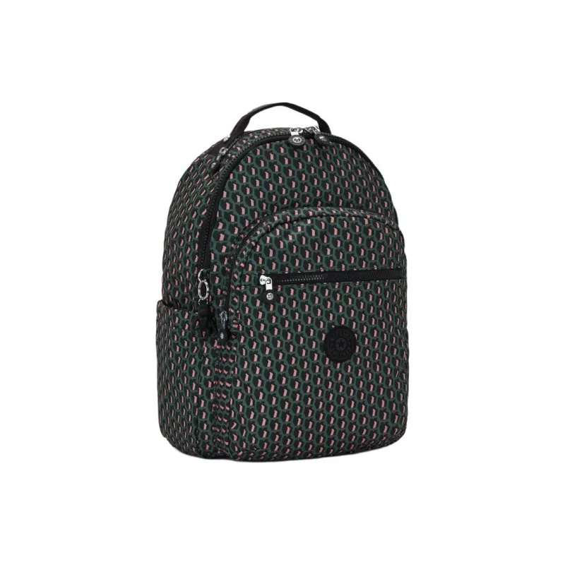 Kipling Recycled Polyester Backpack Large Size Women's Green & Pink-1