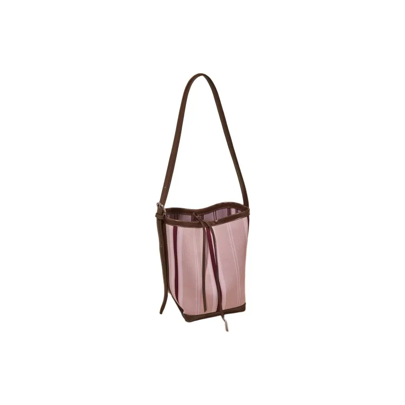 Marino Orlandi Fabric With Synthetic Leather Shoulder Bag Women's Pink/Black & White-3