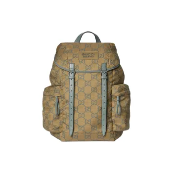GUCCI Recycled Polyester Backpack Tubas Men's Mustard & Green