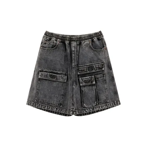 NO ONE ELSE Denim Shorts Unisex Black Gray