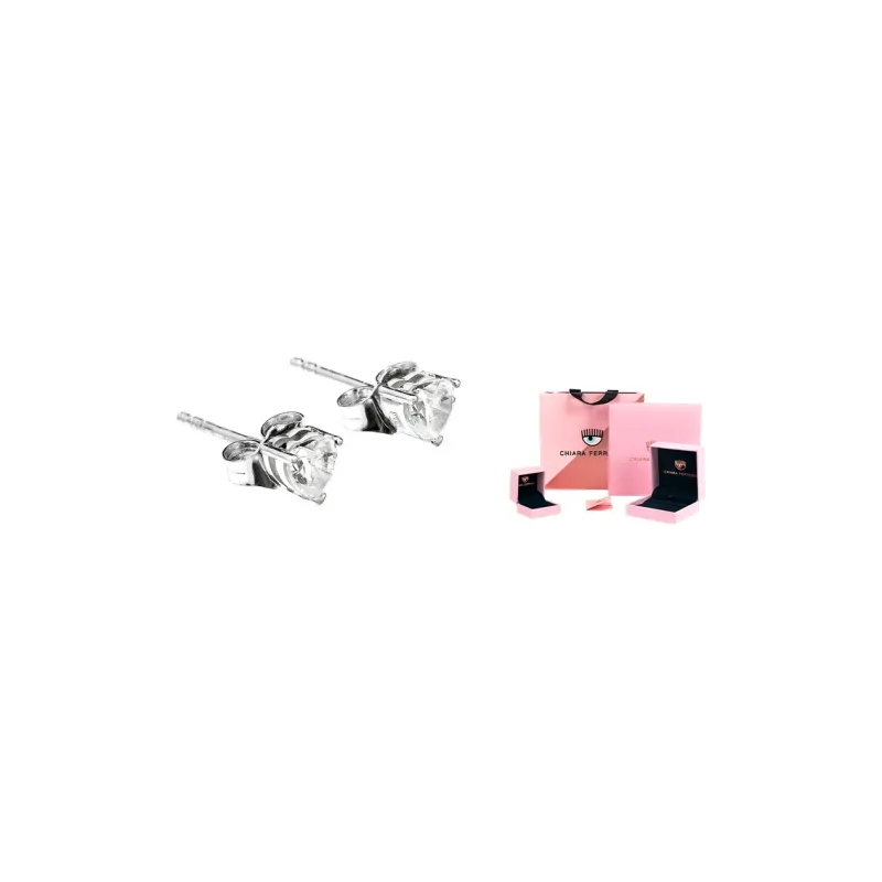 CHIARA FERRAGNI 925 Sterling Silver With Zircon Italian Luxury Light Earrings, Hoop Earrings Women's Silver-1