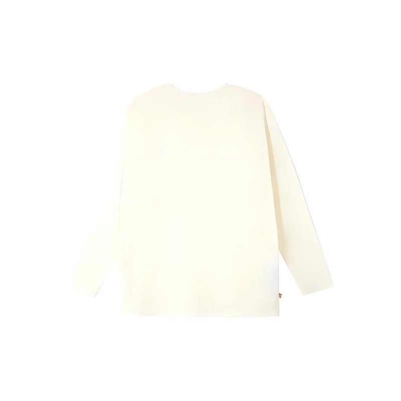Nengmao Store Drop Shoulder Sleeve T-Shirt Unisex Ecru-1