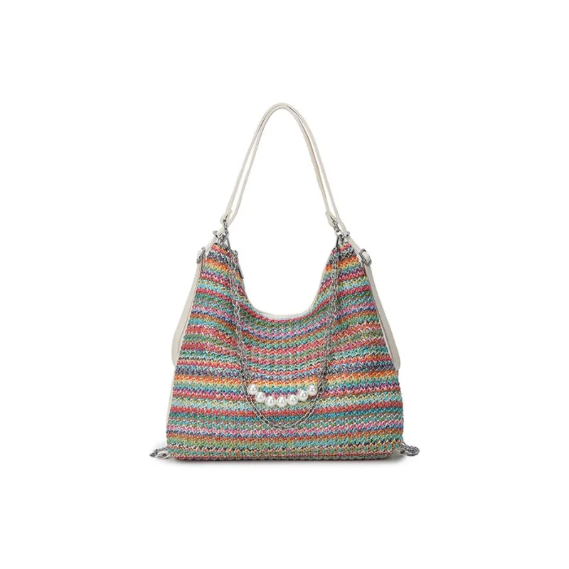 Jade En Plus Cotton Linen Blend Backpack Shoulder Bag Regular Women's Purple-1