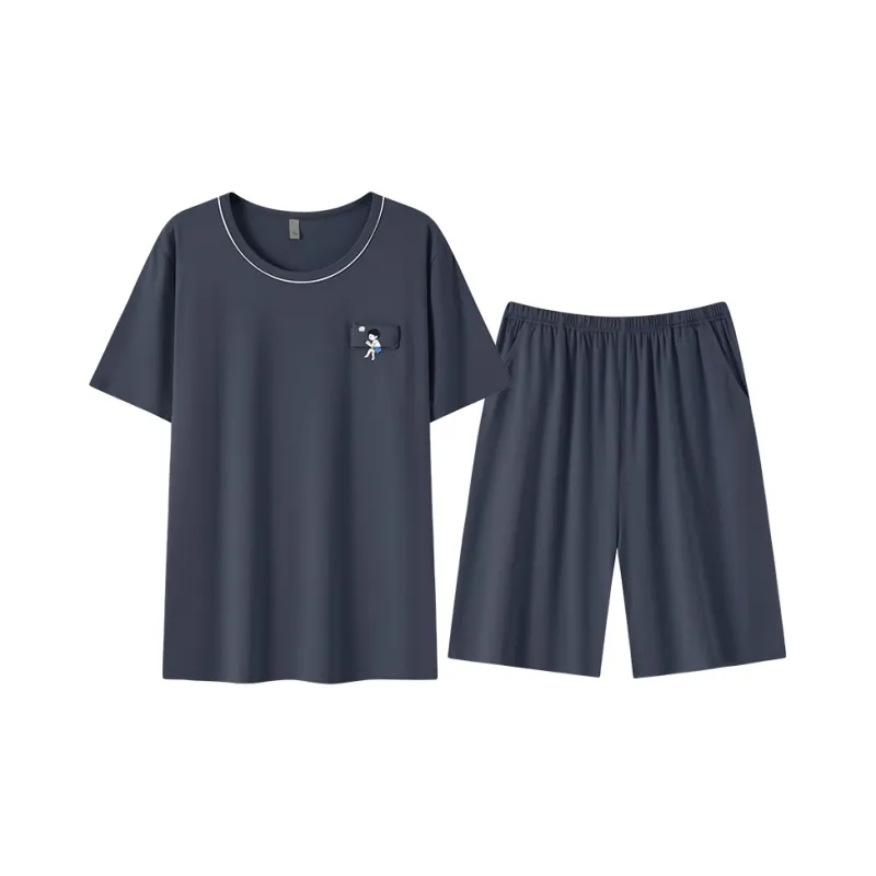Flowers In Water Pajama Set Men's Dark Gray-0