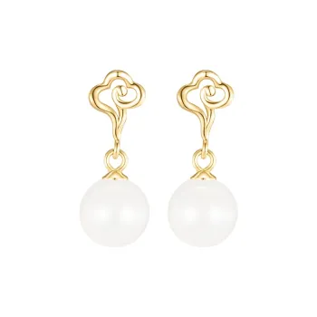 Mom's Gift Earrings Pale Greenish White Jade Women's