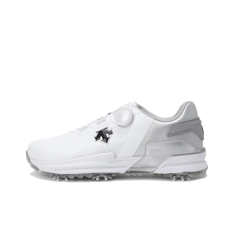 DESCENTE SWINGER BOA Slip Resistant Low Top Golf Shoes Men's White Silver-0