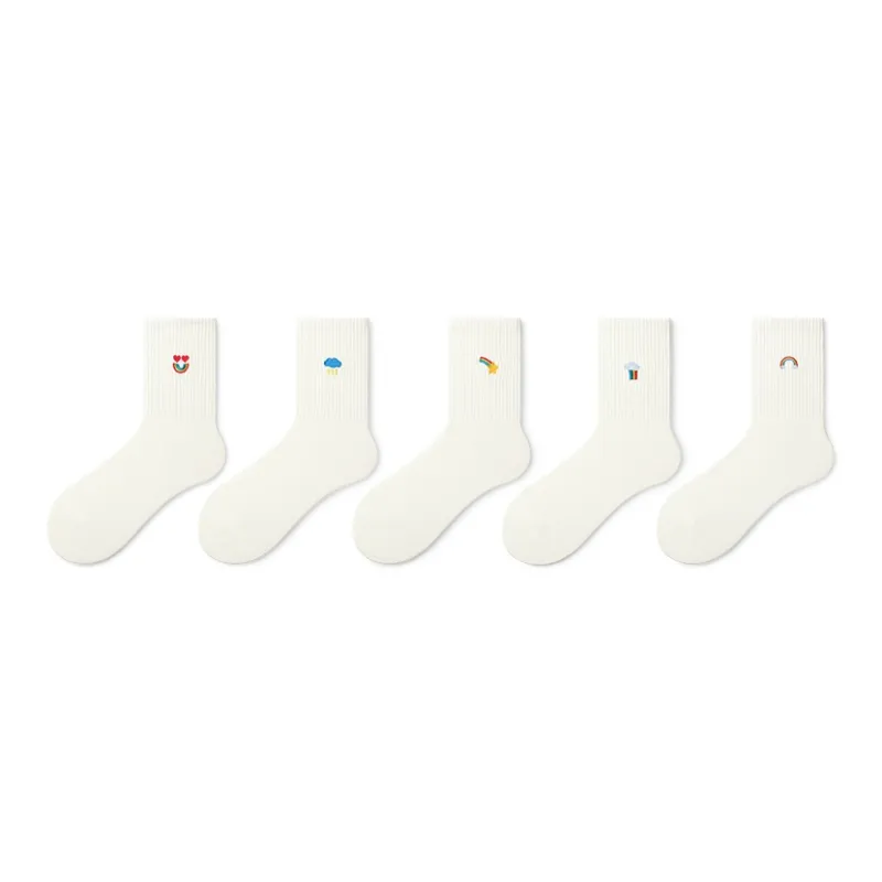 Primeet Mid Calf Socks Spring And Summer Unisex 5 Pack-23