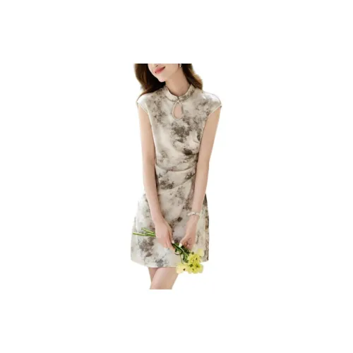 Mo Han Yi Mei Short-Sleeved Dresses Women's Ink-Wash