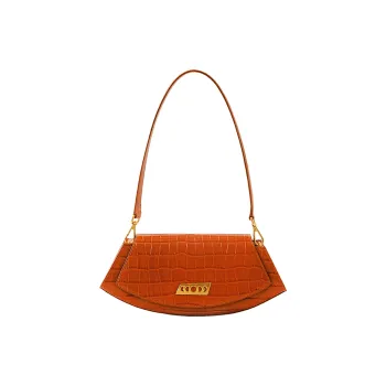 PECO Cow Leather Shoulder Bag Women's Red Brown