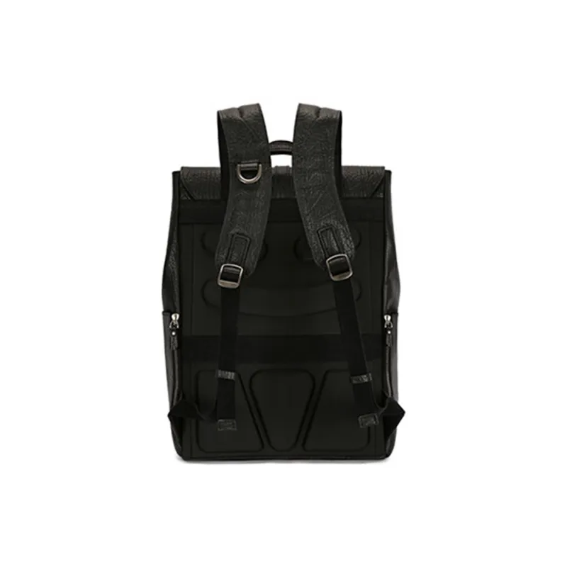 TTaG．baG Top Grain Tree Bark Patterned Cow Leather Backpack Regular Men's Black/Coffee-3
