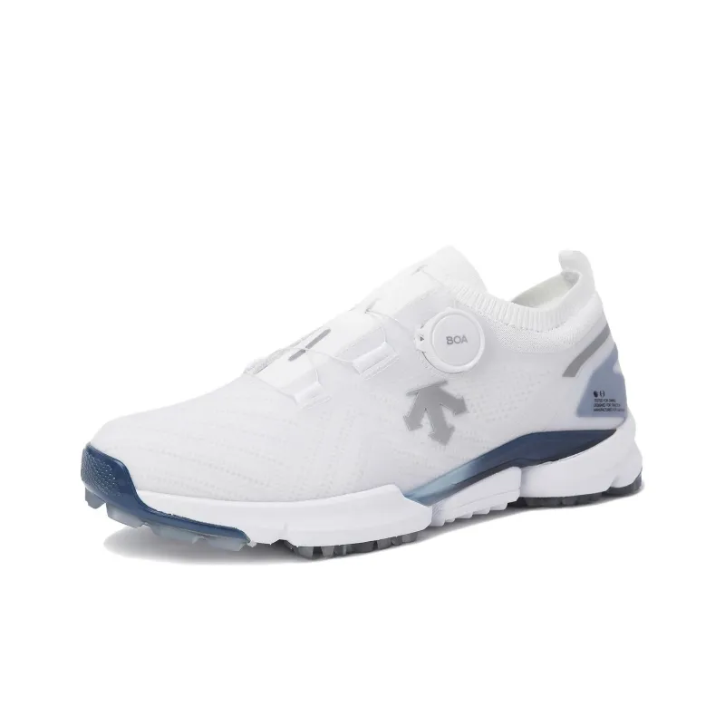 DESCENTE EAGLE FLEX BOA® Cushioning, Slip Resistant, And Abrasion Resistant Low Top Golf Shoes Men's White Blue-1