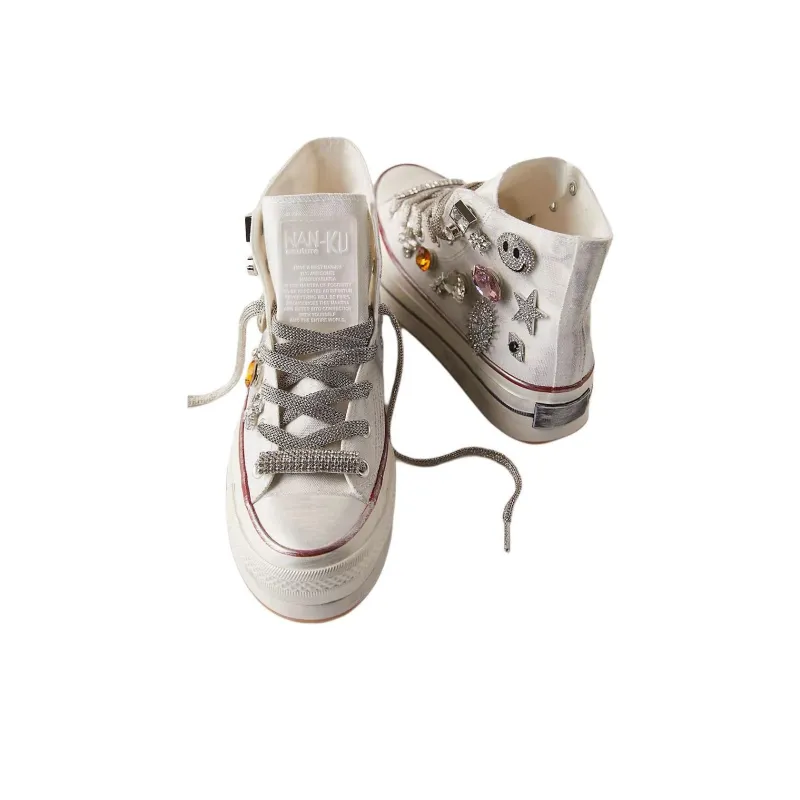 FREE PEOPLE Found Things High-Top Canvas Shoes Women's White-4
