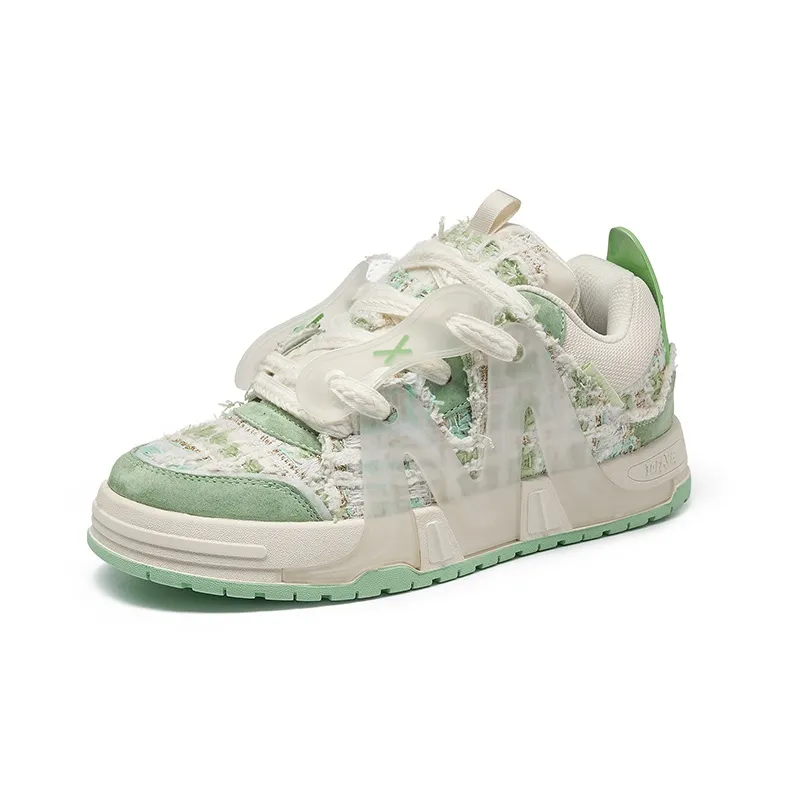 TOFAVE Slip Resistant Cushioning Abrasion Resistant Low Top Skateboard Shoes Women's Fresh Green Chanel Inspired-2