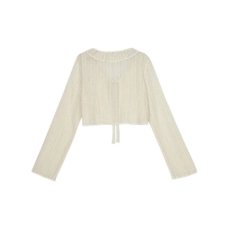 SNBL Cropped Coats Women's Ecru Cardigan-1