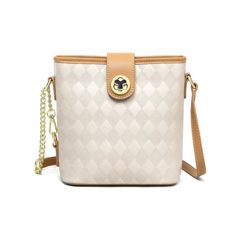 PT'SON Cow Leather Bucket Bag, Shoulder Bag, Crossbody Bag Regular Women's Ecru-4