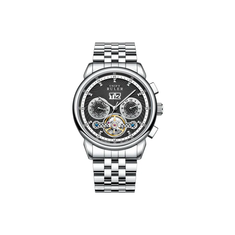 Respect The Time Mechanical Movement Metal Strap Watch Men's Watches Silver Dial-2