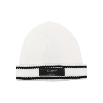 BALMAIN Logo patch Ribbed Beanie