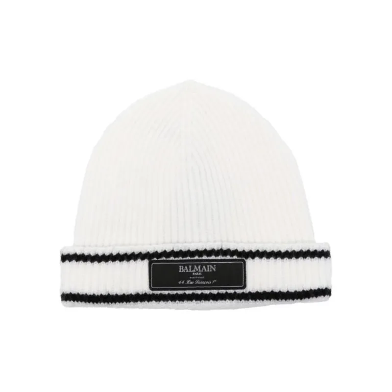 BALMAIN Logo patch Ribbed Beanie-0