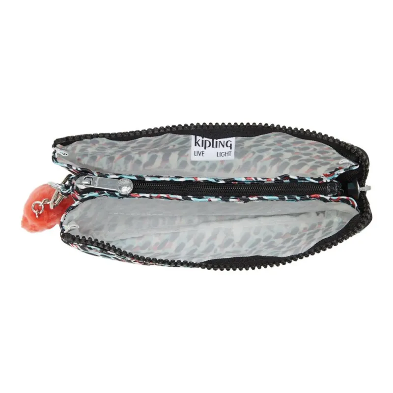 Kipling Recycled Polyester Wallet Storage Bag, Clutch Large Size Women's Black & Blue & Multicolor-3