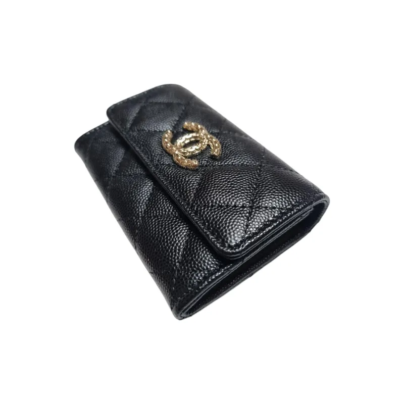 CHANEL Caviar Calfskin Card Holder Women's Black-2
